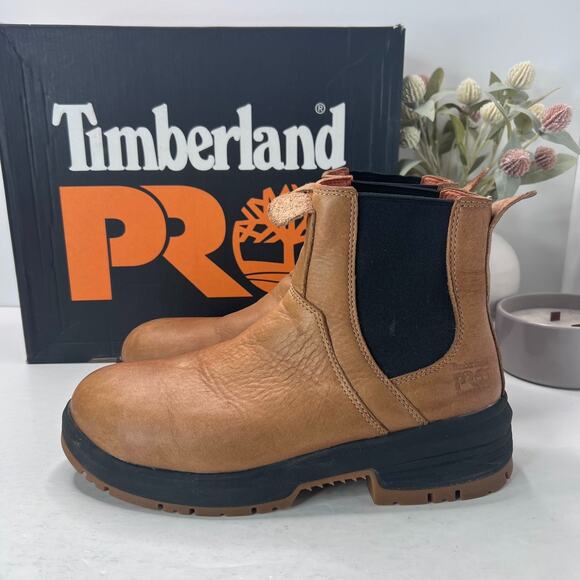 Timberland PRO Birchline Chelsea Composite Toe Work Boots Brown Womens Size 9W - Picture 1 of 10